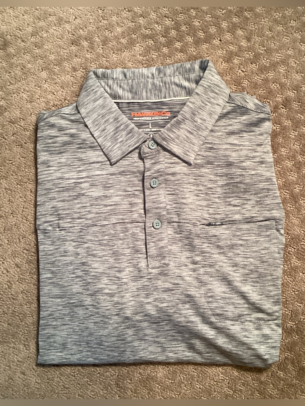 Hawke&Performance Men's Polo Shirt, zip pocket,water resistant, lightweight,L